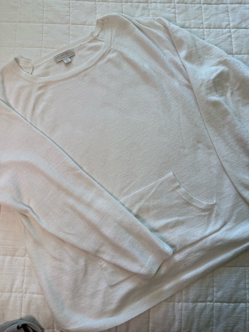 Barefoot Dreams Cozychic Ultra Lite Crewneck Sweater Pair in green and white - Picture 6 of 9